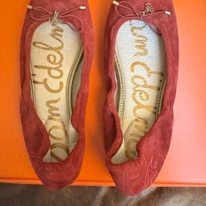 Sam Edelman Red Flats Timeless Suede Loafers